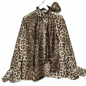 LEOPARD TIE-NECK SHIRT