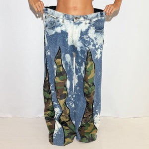 REWORKED TIE DYE DENIM PANTS
