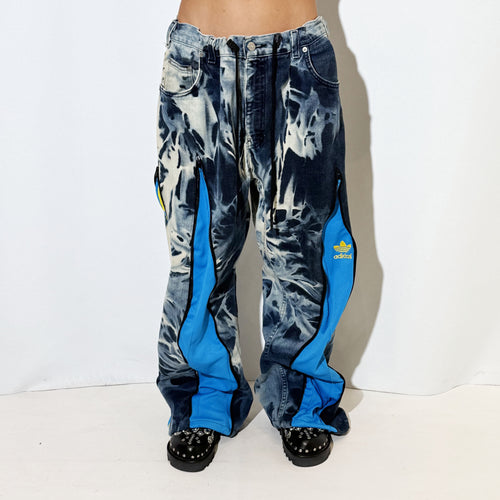 REWORKED TIE DYE CYAN PANTS