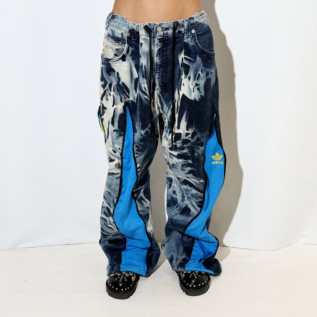 REWORKED TIE DYE CYAN PANTS