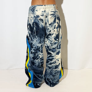 REWORKED TIE DYE CYAN PANTS