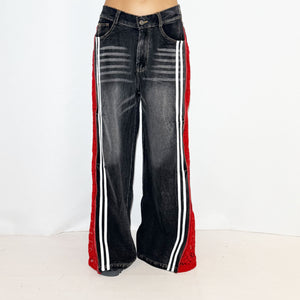 RED LACE PANTS