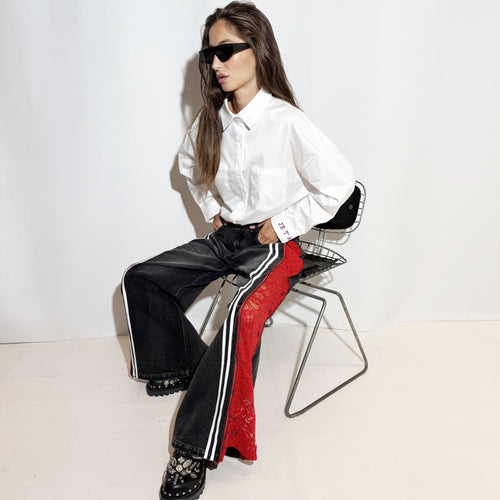 RED LACE PANTS